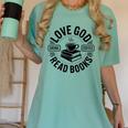 Love God Drink Coffee Read Books Christian Book Lover Women's Comfort Colors T-Shirt Violet