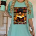 Man Reading Book Black History Month Book Lover Afro Women's Comfort Colors T-Shirt Violet