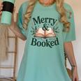 Merry And Booked Holiday Reading Winter Book Lover Premium Tri-Blend Women's Comfort Colors T-Shirt Violet