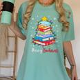 Merry Bookmas Book Christmas Tree Lights Xmas Men Women Kids Women's Comfort Colors T-Shirt Violet Merry Bookmas Book Christmas Tree Lights Xmas Men Women Kids Women's Comfort Colors T-Shirt Violet