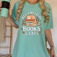 All I Need Is Books And Cats Reading Women's Comfort Colors T-Shirt Violet