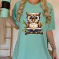 Owl Reading A Book Perched On A Branch Bookworm Women's Comfort Colors T-Shirt Violet