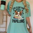 Papillon Dog Breed Life Is Better With Books And Papillons Women's Comfort Colors T-Shirt Violet Papillon Dog Breed Life Is Better With Books And Papillons Women's Comfort Colors T-Shirt Violet