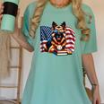 Patriotic German Shepherd Dog Books Baseball American Flag Women's Comfort Colors T-Shirt Violet