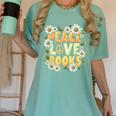 Peace Love Books Librarian Teacher Life Book Library Women's Comfort Colors T-Shirt Violet Peace Love Books Librarian Teacher Life Book Library Women's Comfort Colors T-Shirt Violet