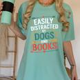 Pet Lover Joke Easily Distracted By Dogs And Books Men Women's Comfort Colors T-Shirt Violet