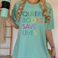 Queer Books Save Lives Read Banned Books LGBTQIA Books Women's Comfort Colors T-Shirt Violet