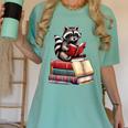 Raccoon Reading Books Matching Bookworm Readers Librarian Women's Comfort Colors T-Shirt Violet