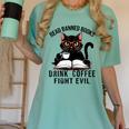 Read Banned Books Drink Coffee Fight Evil Retro Cat Women's Comfort Colors T-Shirt Violet Read Banned Books Drink Coffee Fight Evil Retro Cat Women's Comfort Colors T-Shirt Violet