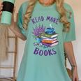 Read More Books Floral Book Reader Art Reading Lover Quote Women's Comfort Colors T-Shirt Violet