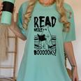 Read More Books Ghost Halloween Reading Teacher Literacy Women's Comfort Colors T-Shirt Violet