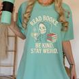 Read Books Be Kind Stay Weird Skeleton Grim Reaper Reading Women's Comfort Colors T-Shirt Violet