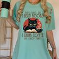i Read Books And i Know Things Cat Reading Coffee Women's Comfort Colors T-Shirt Violet