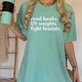 Read Books Lift Weights Fight Fascists Reading Activism Meme Women's Comfort Colors T-Shirt Violet