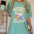 Read Books Be Weird Stay Feral Cat Women's Comfort Colors T-Shirt Violet Read Books Be Weird Stay Feral Cat Women's Comfort Colors T-Shirt Violet