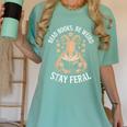 Read Books Be Weird Stay Feral Goat Women's Comfort Colors T-Shirt Violet