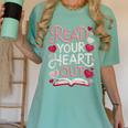 Read Your Cute Heart Out Teacher Librarian Love Reading Book Women's Comfort Colors T-Shirt Violet