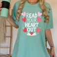 Read Your Heart Out Teacher Reading Book Love Valentines Day Women's Comfort Colors T-Shirt Violet