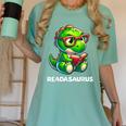 Readasaurus Reading Dinosaur Book Reader Bookworm Women's Comfort Colors T-Shirt Violet