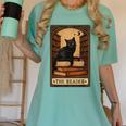 The Reader Cat Book Reading Halloween Tarot Card Women's Comfort Colors T-Shirt Violet