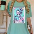 The Reader Retro Reading Skeleton Books Flowers Tarot Card Women's Comfort Colors T-Shirt Violet The Reader Retro Reading Skeleton Books Flowers Tarot Card Women's Comfort Colors T-Shirt Violet