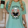 Reader Skeleton Read Books Be Kind Stay Weird Women's Comfort Colors T-Shirt Violet