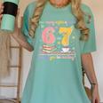 Reading 67 Teacher Six Seven Reading 6 7 Book Lover Women's Comfort Colors T-Shirt Violet