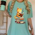 Reading Cat Books Cute Women's Comfort Colors T-Shirt Violet Reading Cat Books Cute Women's Comfort Colors T-Shirt Violet