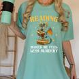 Reading Makes Me Feel Less Murdery Book Dragon Women's Comfort Colors T-Shirt Violet Reading Makes Me Feel Less Murdery Book Dragon Women's Comfort Colors T-Shirt Violet