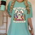 Reading Makes You Hoppier Bunny Book Fans Toddler Kid Women's Comfort Colors T-Shirt Violet Reading Makes You Hoppier Bunny Book Fans Toddler Kid Women's Comfort Colors T-Shirt Violet