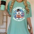 Reading Is Snow Much Fun Snowflake Top Hat Book Fan Winter Women's Comfort Colors T-Shirt Violet Reading Is Snow Much Fun Snowflake Top Hat Book Fan Winter Women's Comfort Colors T-Shirt Violet