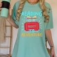 Reading Is A Ticket To Adventure Fun Book Lovers Fun Women's Comfort Colors T-Shirt Violet Reading Is A Ticket To Adventure Fun Book Lovers Fun Women's Comfort Colors T-Shirt Violet