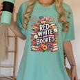 Retro Floral Red & Booked Library Reading 4th Of July Women's Comfort Colors T-Shirt Violet
