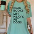 Retro Gym Book Lover Read Books Lift Heavy Pet Dogs Women's Comfort Colors T-Shirt Violet