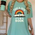 Retro Rainbow Take A Look It's In A Book Reading Women's Comfort Colors T-Shirt Violet