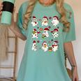 Santa Ghost Reading Books Christmas Library Teacher Women's Comfort Colors T-Shirt Violet