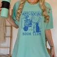 Sarcastic Anti Social Book Club Cat Skull Book Lover Women's Comfort Colors T-Shirt Violet Sarcastic Anti Social Book Club Cat Skull Book Lover Women's Comfort Colors T-Shirt Violet