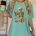 Skeleton Book Floral Skull Halloween Teacher Costume Women's Comfort Colors T-Shirt Violet