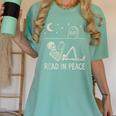 Skeleton Read In Peace Halloween Book Graphic Bookish Women's Comfort Colors T-Shirt Violet