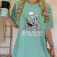 Skeleton Reading Book Anxious Stressed True Crime Obsessed Women's Comfort Colors T-Shirt Violet Skeleton Reading Book Anxious Stressed True Crime Obsessed Women's Comfort Colors T-Shirt Violet