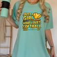 Softball Just A Girl Comic Book Style Graphic For Teens Women's Comfort Colors T-Shirt Violet Softball Just A Girl Comic Book Style Graphic For Teens Women's Comfort Colors T-Shirt Violet