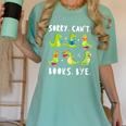Sorry Can't Books Bye Dinosaur Librarian Bookworm Teacher Women's Comfort Colors T-Shirt Violet
