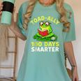 Toad-Ally 100 Days Smarter Frog Reading Book 100 School Day Women's Comfort Colors T-Shirt Violet