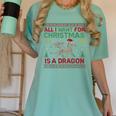All I Want For Christmas Is A Dragon & Books Ugly Sweater Women's Comfort Colors T-Shirt Violet All I Want For Christmas Is A Dragon & Books Ugly Sweater Women's Comfort Colors T-Shirt Violet