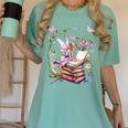 Watercolor Butterfly Fairy Read Book Library Fantasy Novel Women's Comfort Colors T-Shirt Violet
