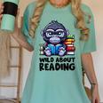 Wild About Reading Book Lover Gorilla Women's Comfort Colors T-Shirt Violet