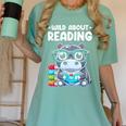 Wild About Reading Book Lover Hippo Women's Comfort Colors T-Shirt Violet Wild About Reading Book Lover Hippo Women's Comfort Colors T-Shirt Violet
