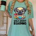 Wild About Reading Book Lover Pug Dog Women's Comfort Colors T-Shirt Violet Wild About Reading Book Lover Pug Dog Women's Comfort Colors T-Shirt Violet