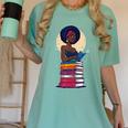 Woman And Books Stack Afro Girl Reading Lover Women's Comfort Colors T-Shirt Violet