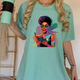 Woman Reading Book Lover Geometric Girl Afro History Women's Comfort Colors T-Shirt Violet